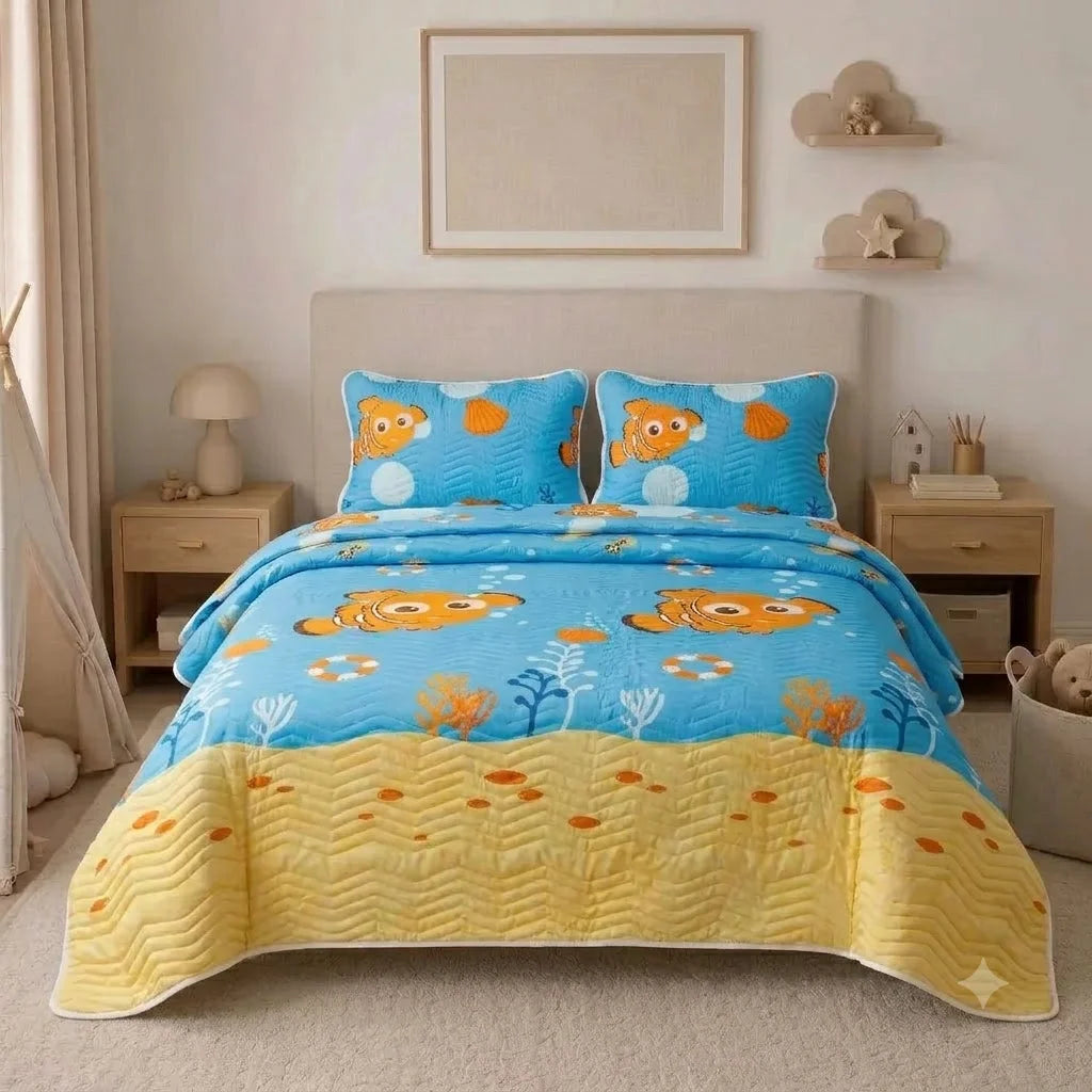 Cubrelecho Prensado Disney Buscando A Nemo Celeste Estampados Animados