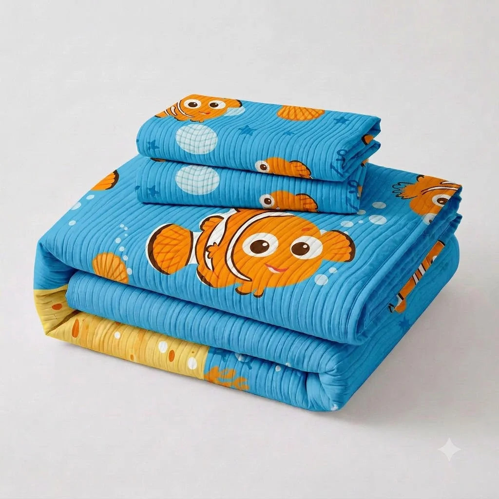 Cubrelecho Prensado Disney Buscando A Nemo Celeste Estampados Animados
