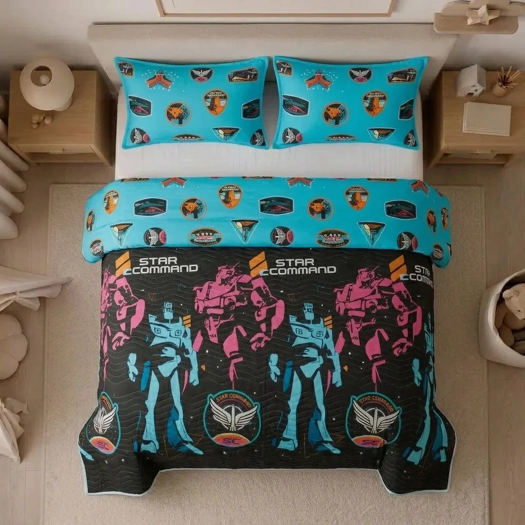 Cubrelecho Prensado Cama Sencilla Disney Lightyear Comando Estelar Negro Estampados Animados