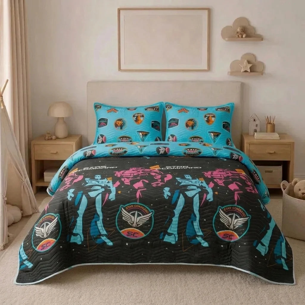 Cubrelecho Prensado Cama Sencilla Disney Lightyear Comando Estelar Negro Estampados Animados