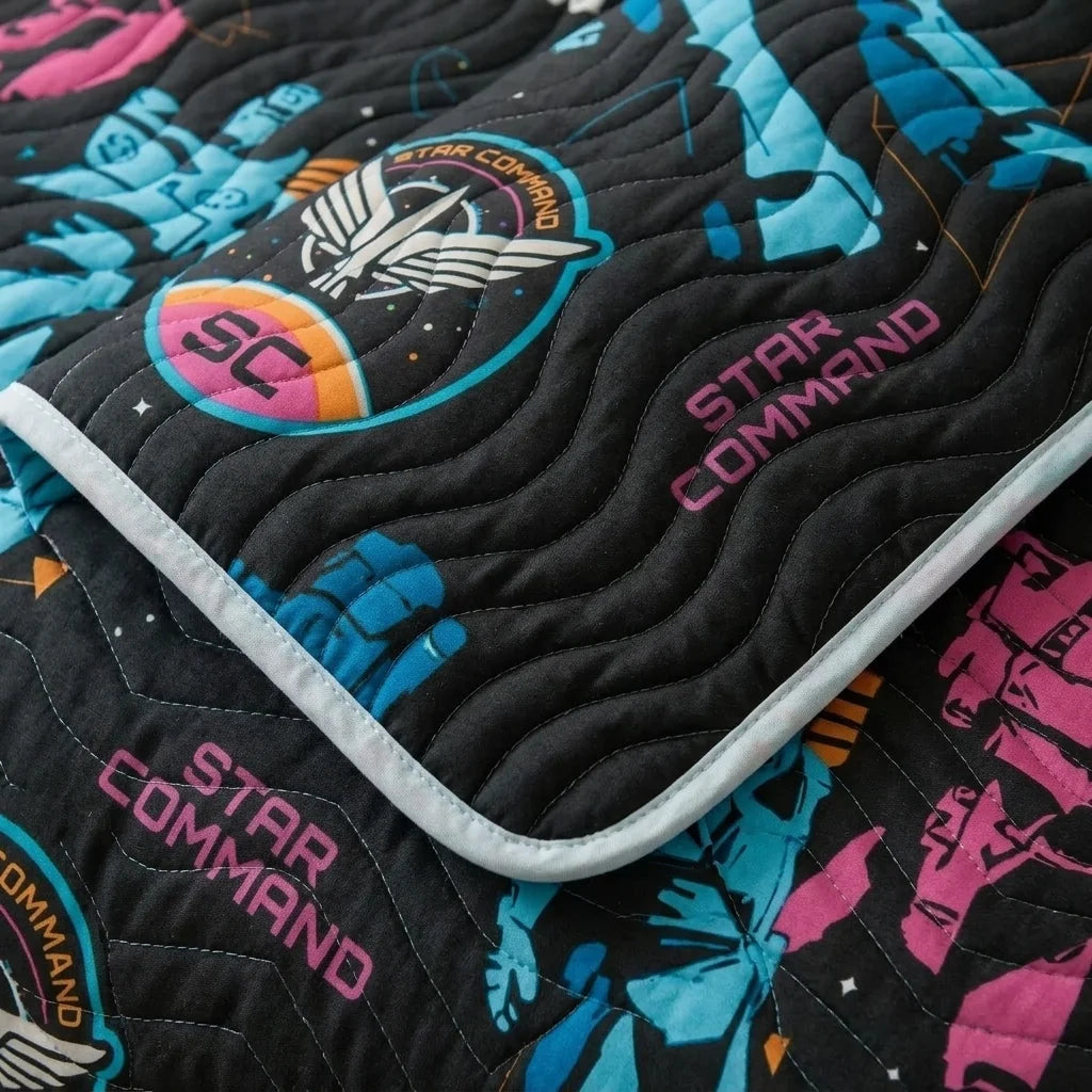 Cubrelecho Prensado Cama Sencilla Disney Lightyear Comando Estelar Negro Estampados Animados