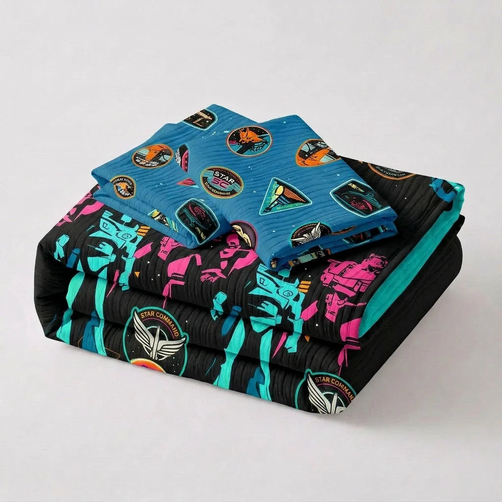 Cubrelecho Prensado Cama Sencilla Disney Lightyear Comando Estelar Negro Estampados Animados