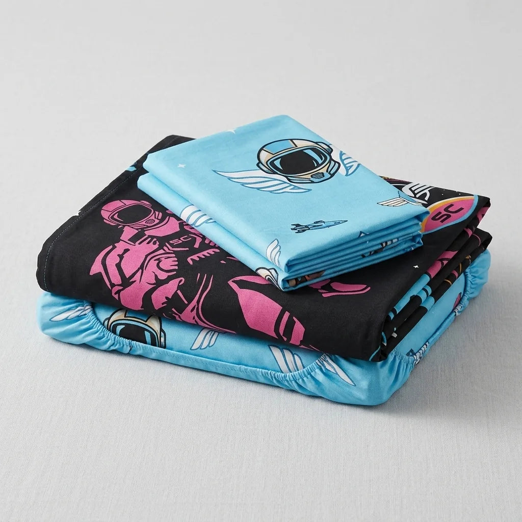 Juego De Sábana Con Cortina Disney Azul Celeste Buzz Ligthyear Estampados Animados