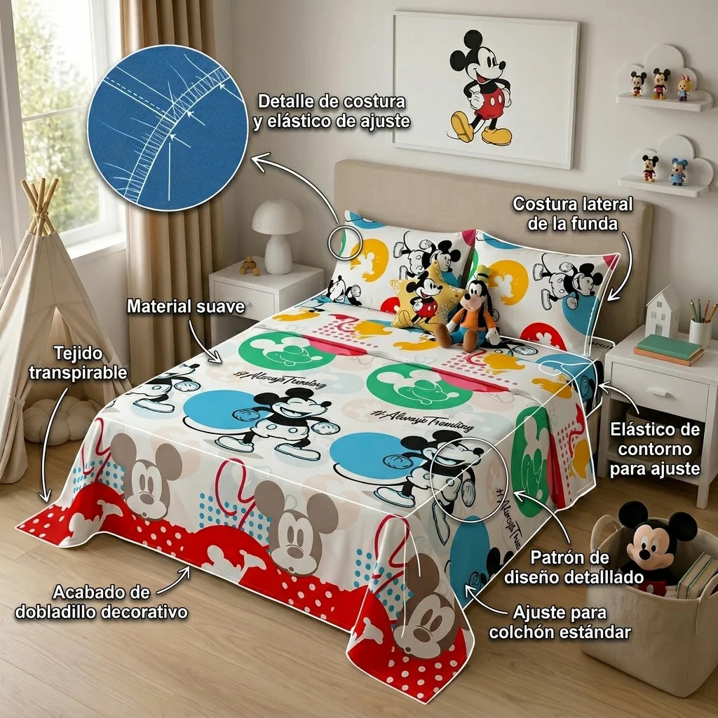 Juego De Sábanas Disney Plus Mickey Mouse