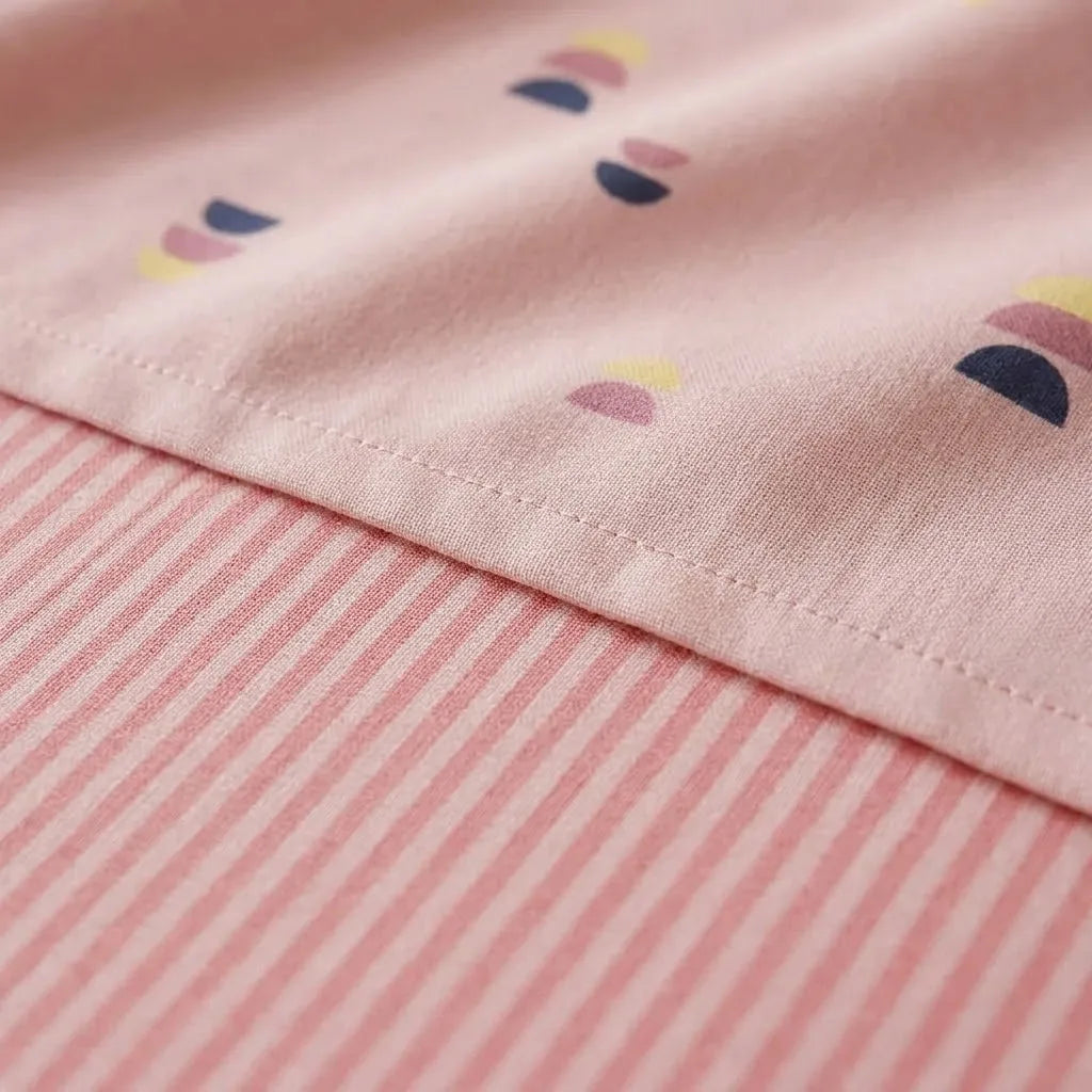 Juego De Sabanas 180 Hilos Rosado Semicírculos Y Líneas Confortable