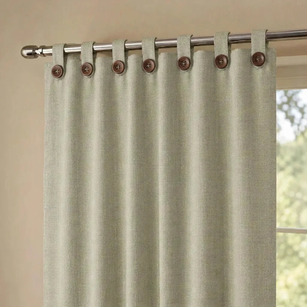 Cortina Lino Boton Ancestral Beige Neutrales