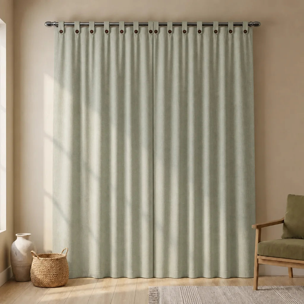 Cortina Lino Boton Ancestral Beige Neutrales