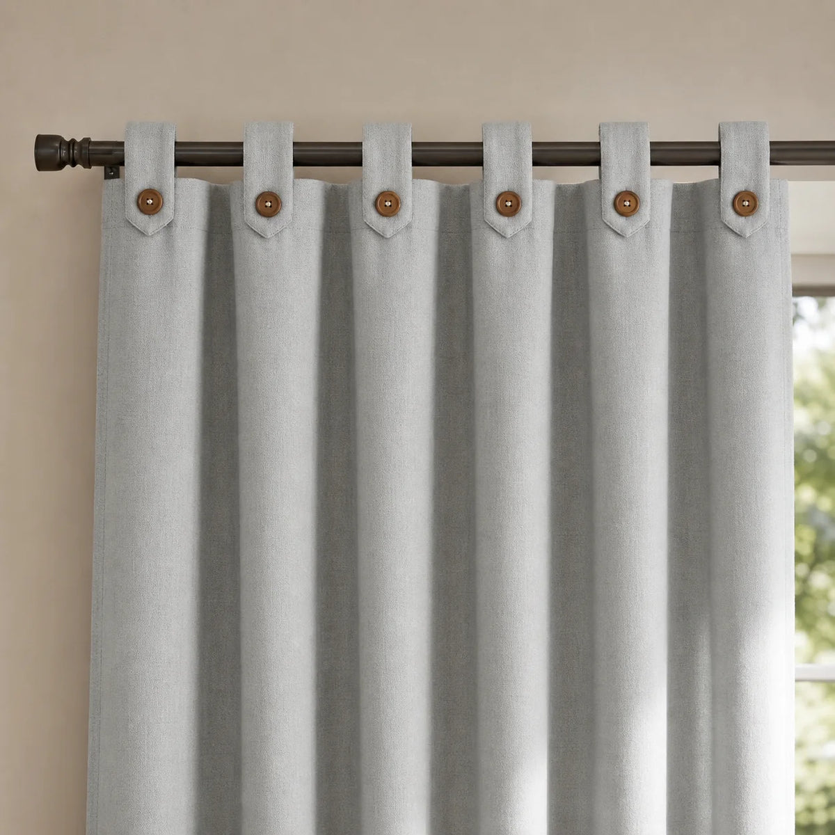 Cortina Lino Boton Ancestral Gris Neutrales