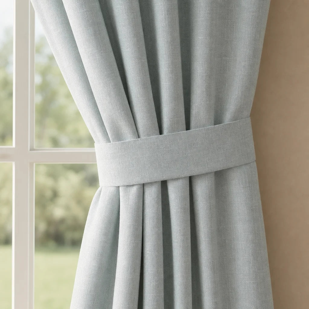 Cortina Lino Boton Ancestral Azul Neutrales