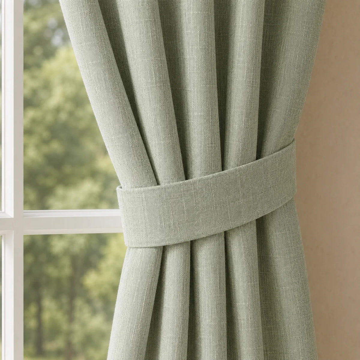 Cortina Lino Boton Ancestral Verde Neutrales
