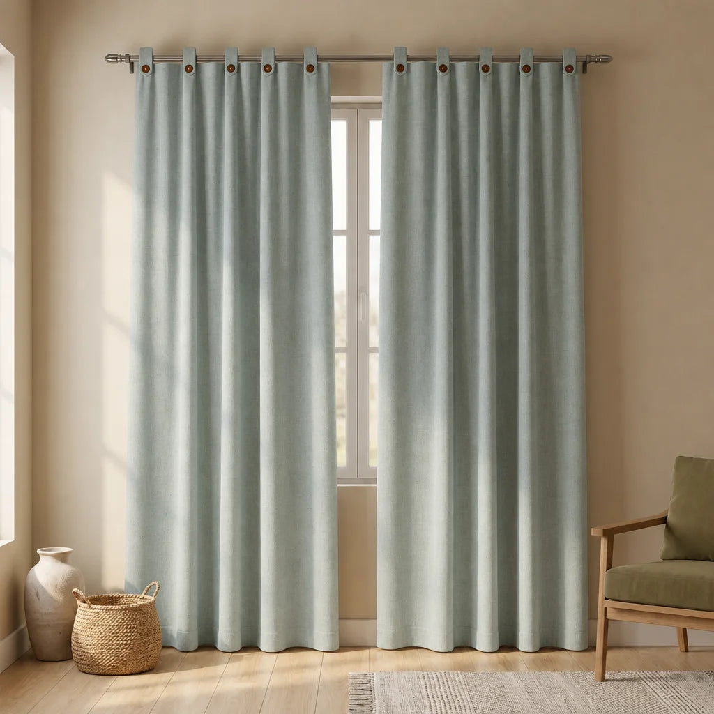 Cortina Lino Boton Ancestral Gris Neutrales