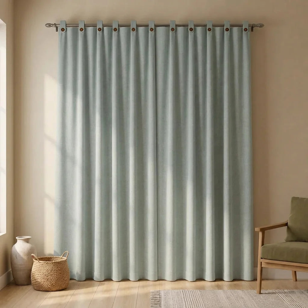 Cortina Lino Boton Ancestral Gris Neutrales