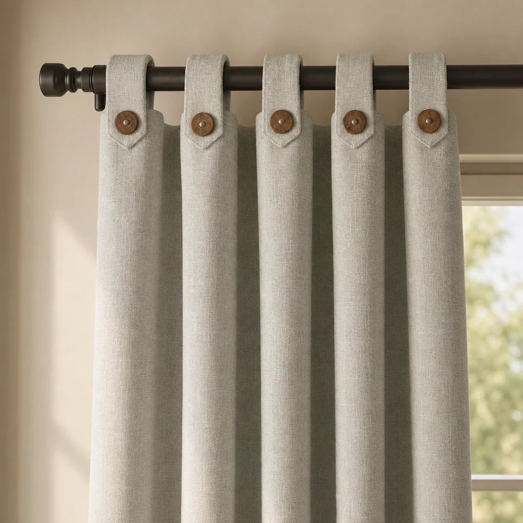 Cortina Lino Boton Ancestral Blanco Neutrales