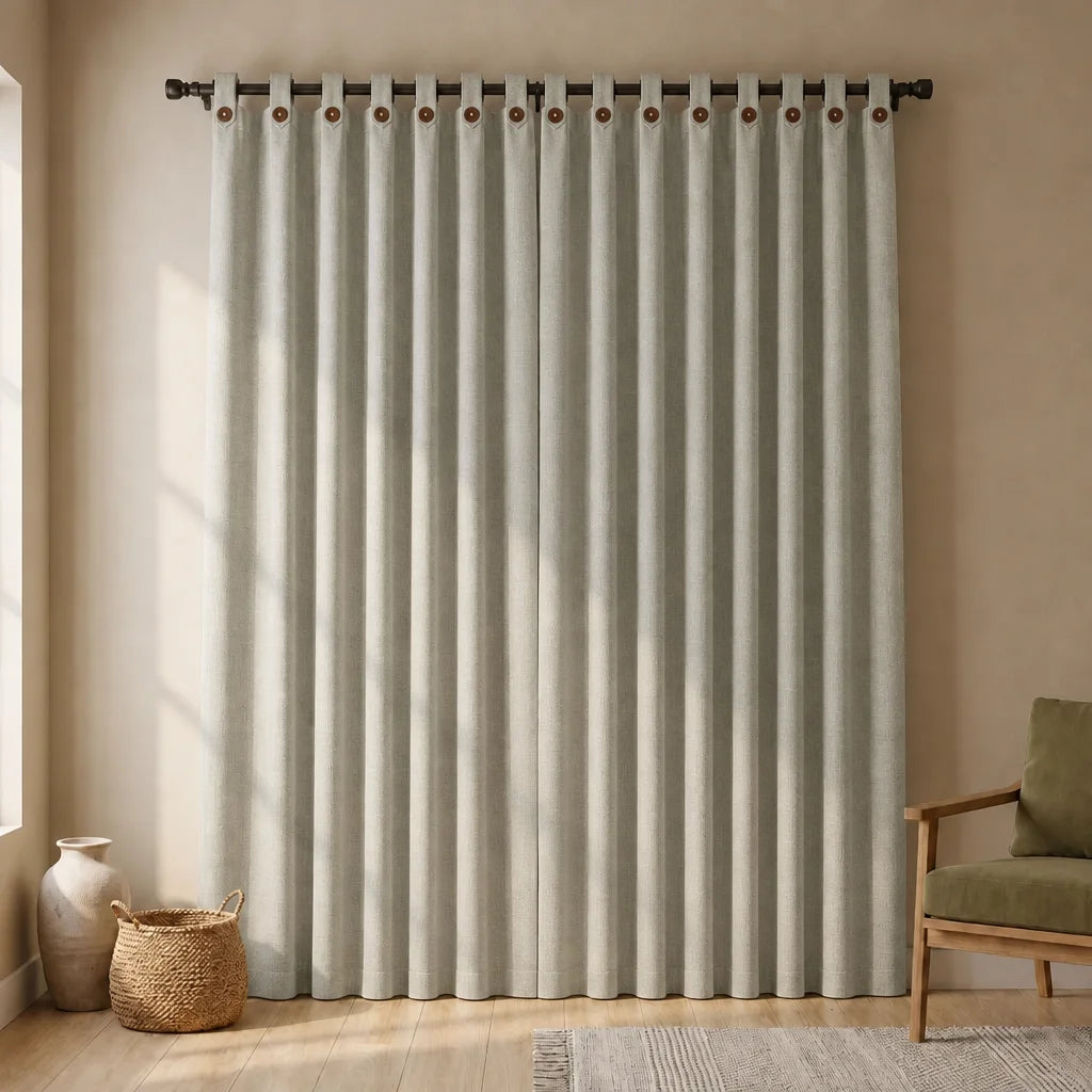 Cortina Lino Boton Ancestral Blanco Neutrales