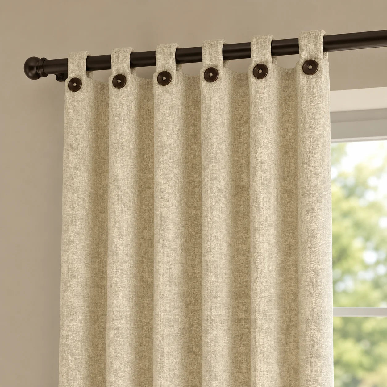 Cortina Ramia Boton Ancestral Beigue Clasica