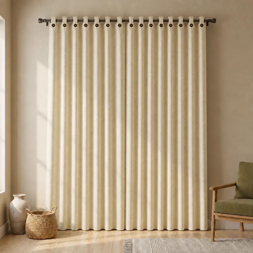 Cortina Ramia Boton Ancestral Beigue Clasica