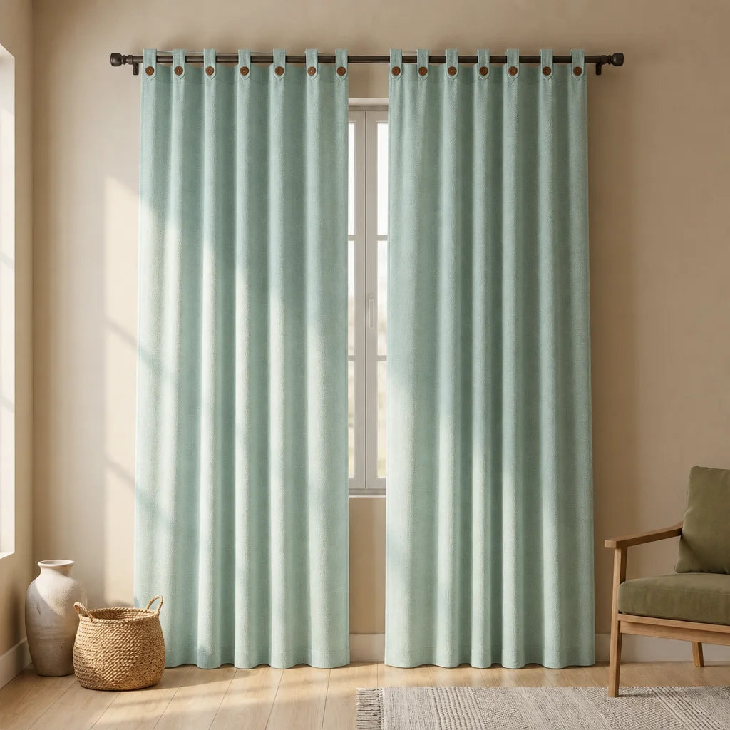 Cortina Ramia Boton Ancestral Gris Clasica