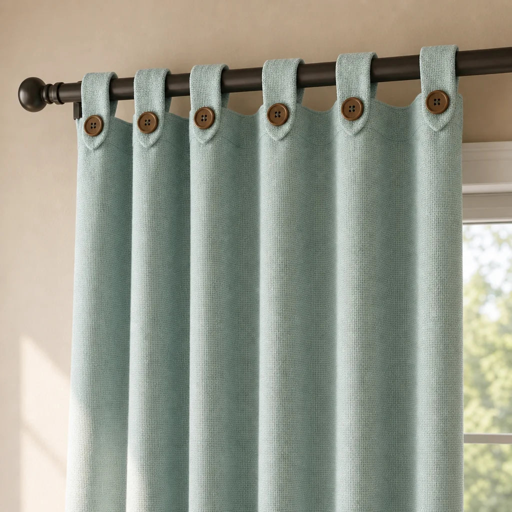Cortina Ramia Boton Ancestral Gris Clasica