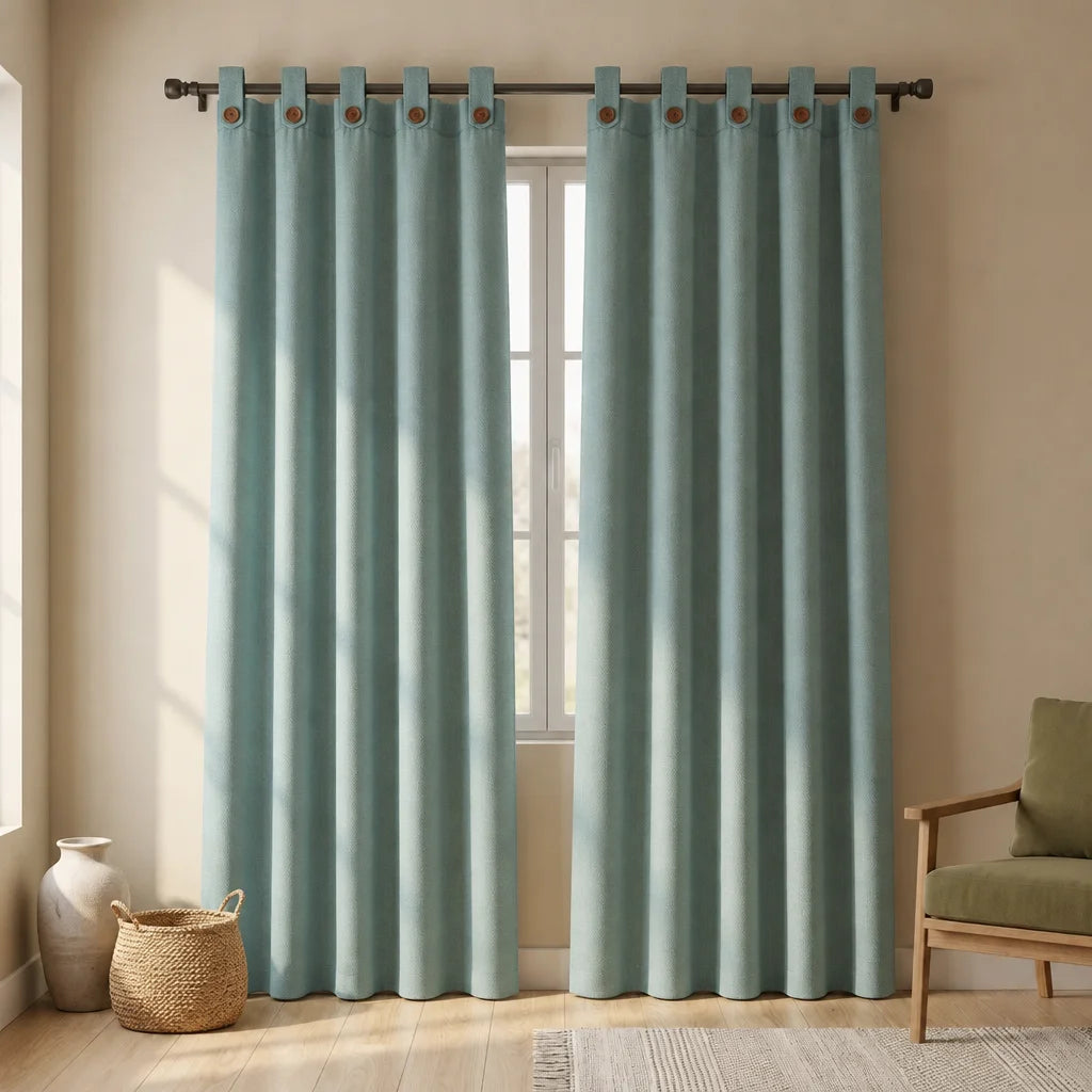Cortina Ramia Boton Ancestral Verde Clasica