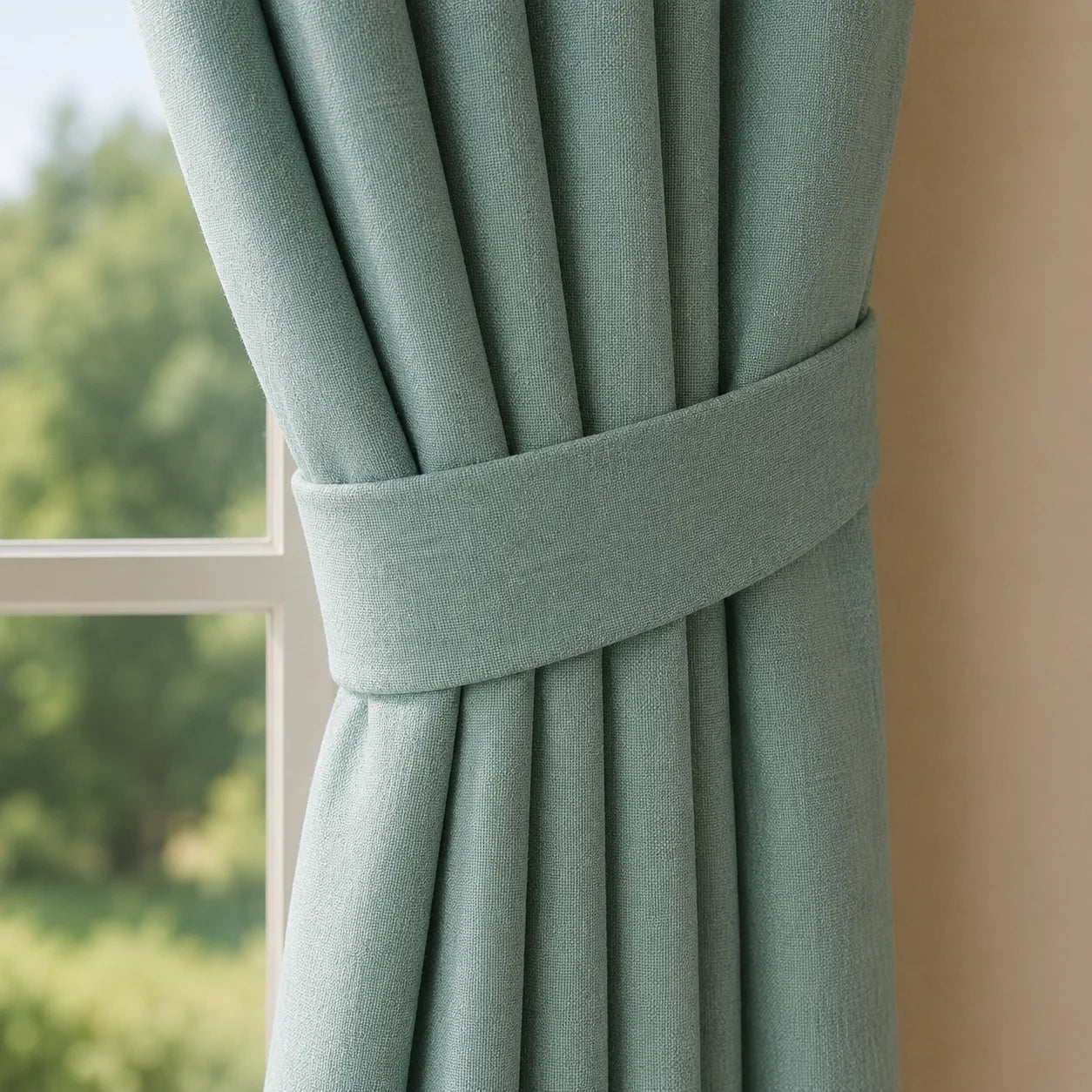 Cortina Ramia Boton Ancestral Verde Clasica