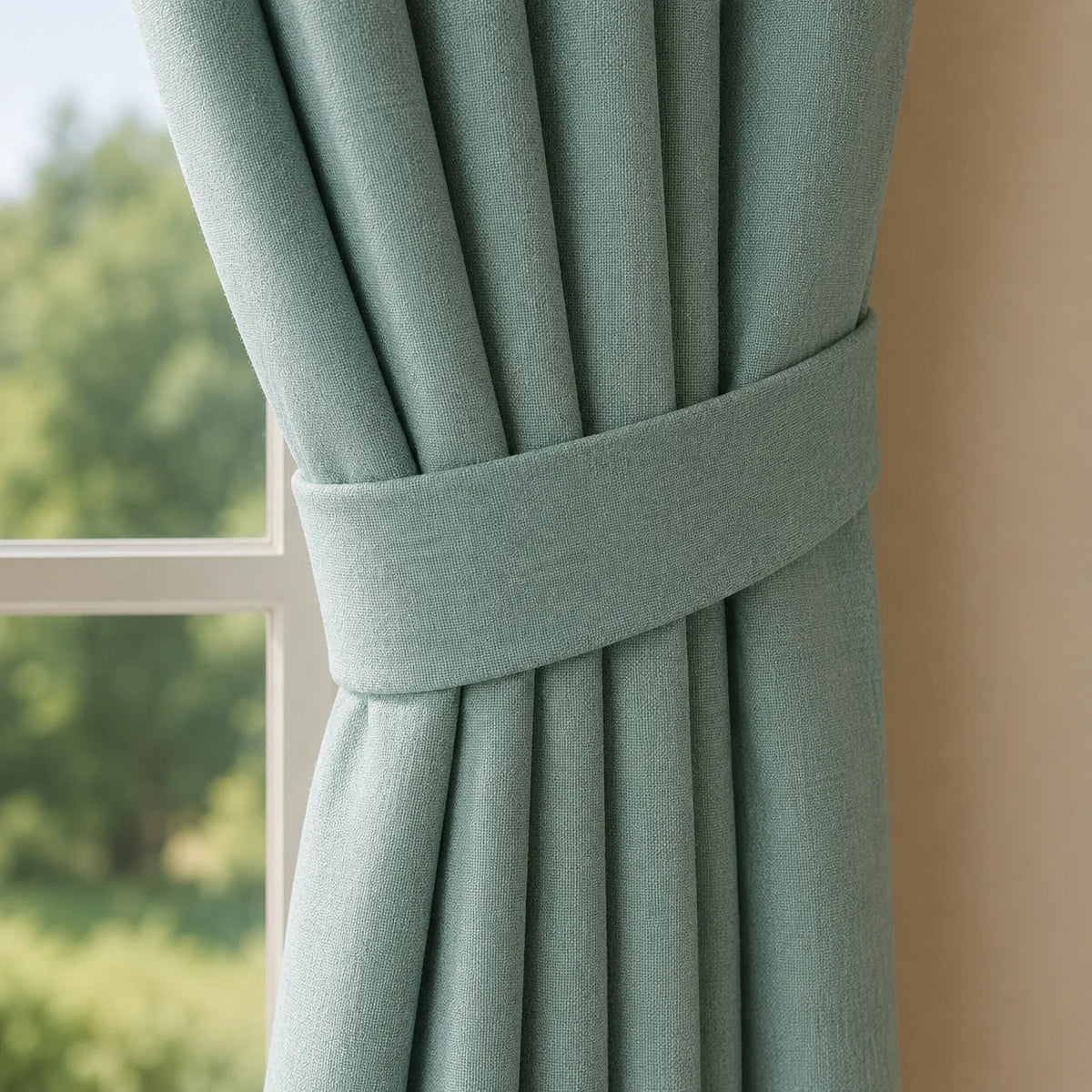 Cortina Ramia Boton Ancestral Verde Clasica