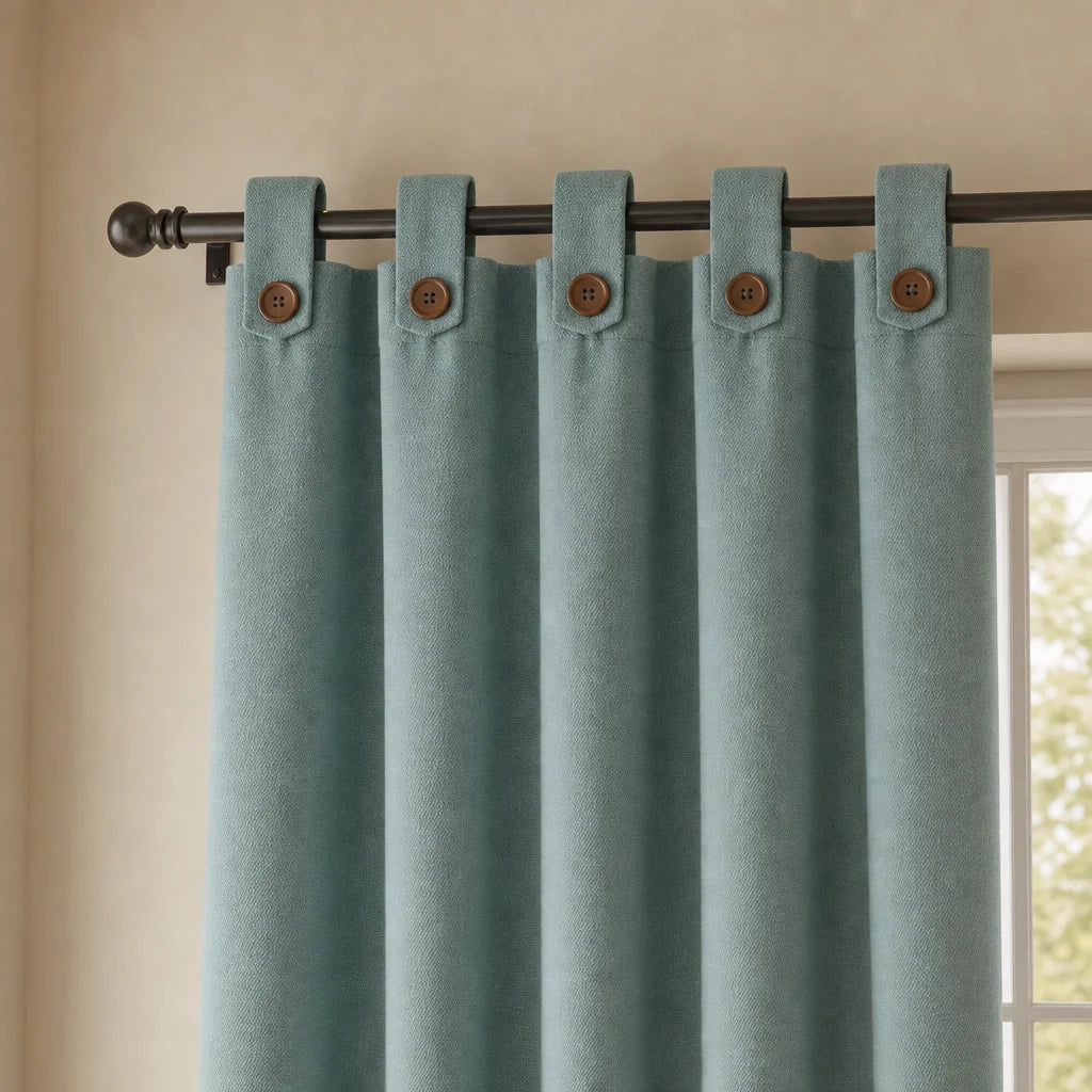 Cortina Ramia Boton Ancestral Verde Clasica