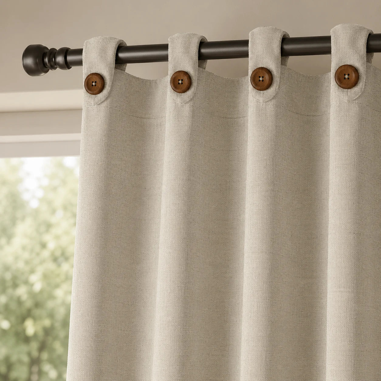 Cortina Ramia Boton Ancestral Gris Azul