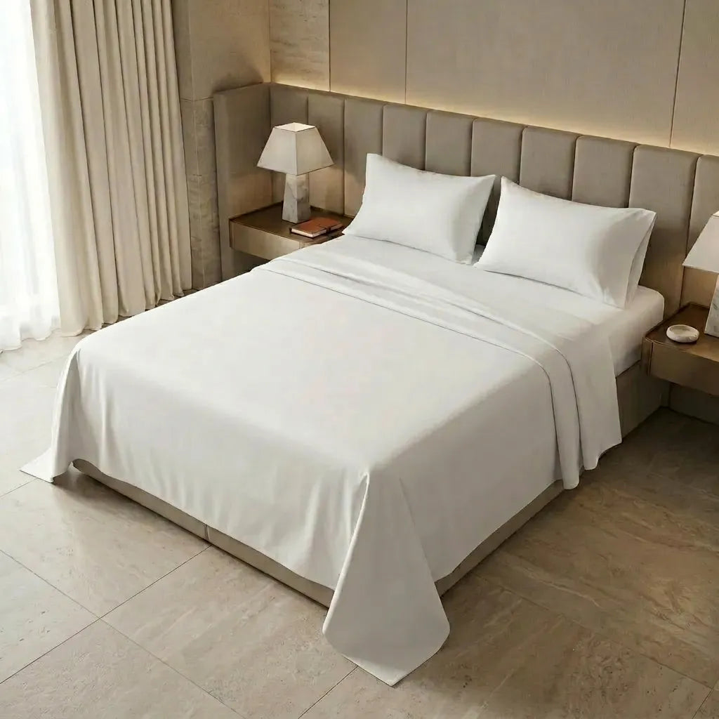 Juego De Sabanas Blanca Algodon 180 Hilos Hotelera Suave