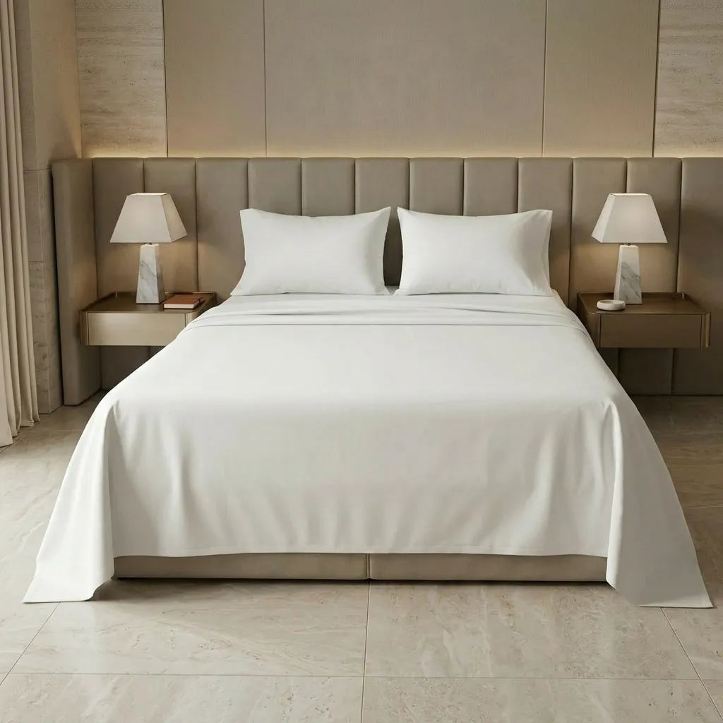 Juego De Sabanas Blanca Algodon 180 Hilos Hotelera Suave