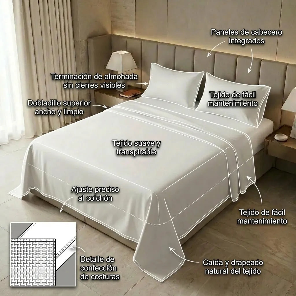 Juego De Sabanas Blanca Algodon 180 Hilos Hotelera Suave