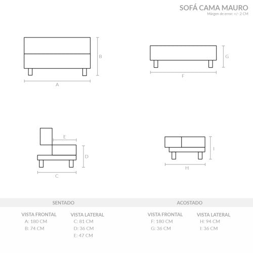 Sofá Cama Cuero Sintetico  Mauro