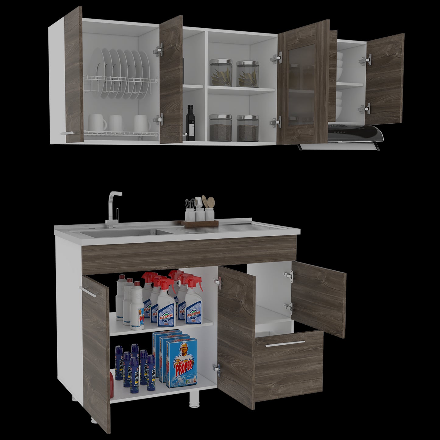 Cocina 120 Kira Rta Blanco + Siena