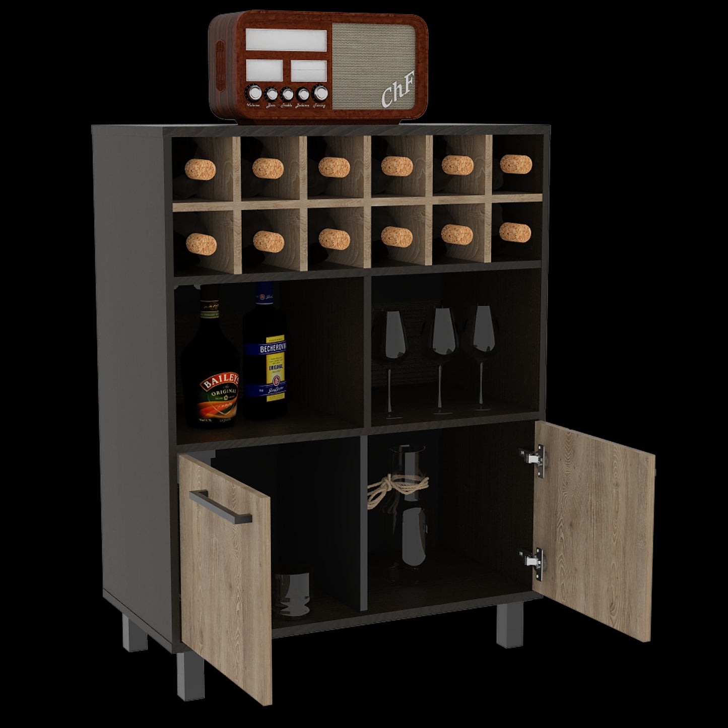 Mueble Bar Kaia Rta Wengue + Miel