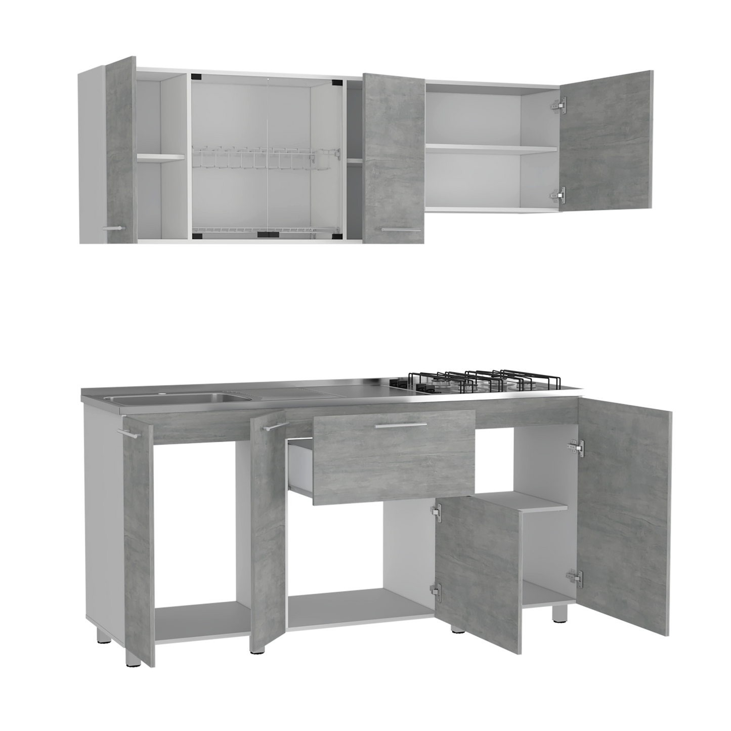 Cocina 180 Linar Rta Blanco + Cemento