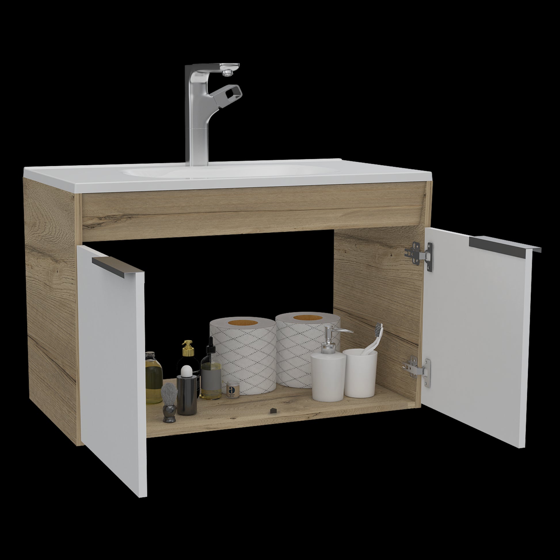 Mueble Lavamanos Carter 80 Flotante Rta Duna + Blanco