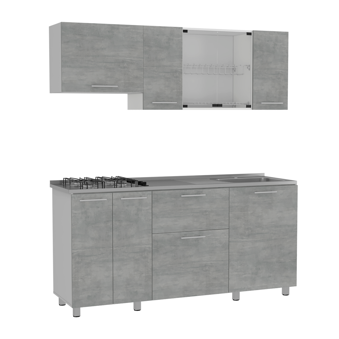 Cocina 180 Linar Rta Blanco + Cemento Zf