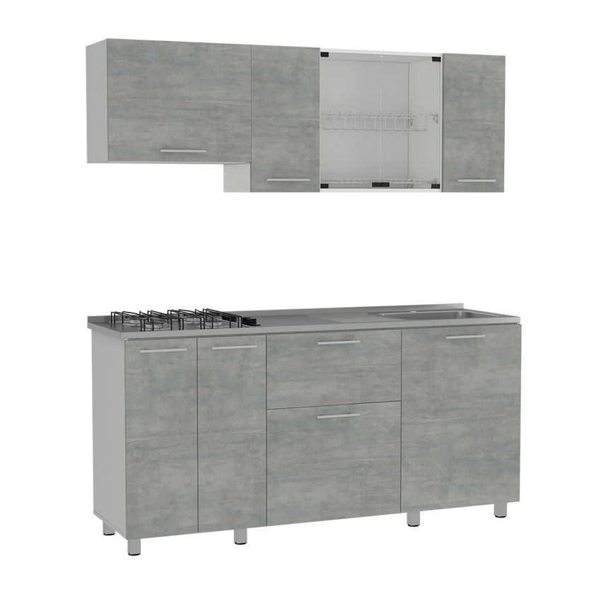 Cocina 180 Linar Rta Blanco + Cemento Zf