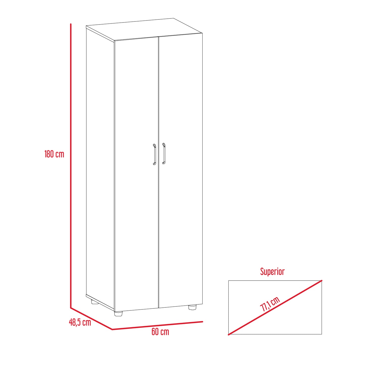 Closet F60 180 X 60 X 48 Rta Rovere
