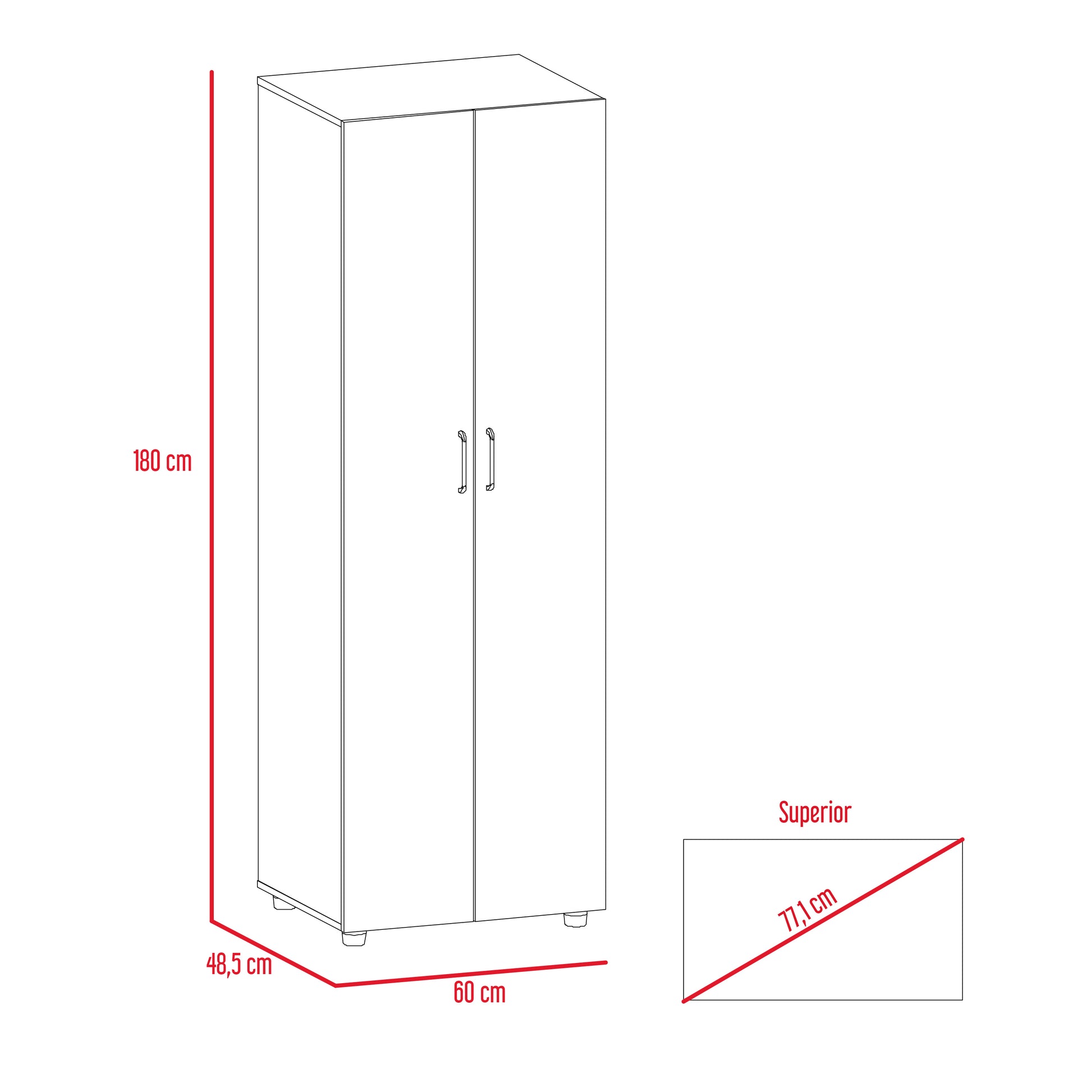 Closet F60 180 X 60 X 48 Rta Rovere