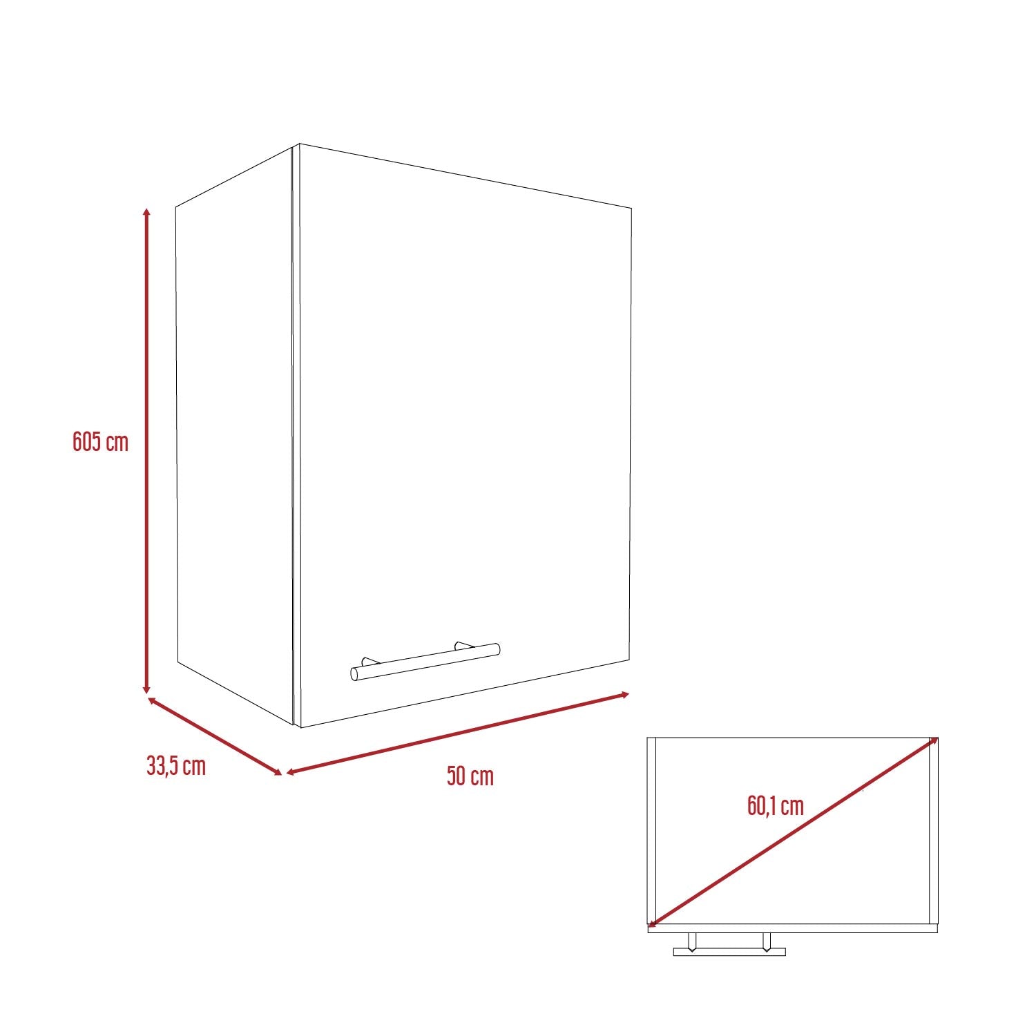Mueble Aereo Puerta Derecha Manchester Rta Blanco + Bardolino