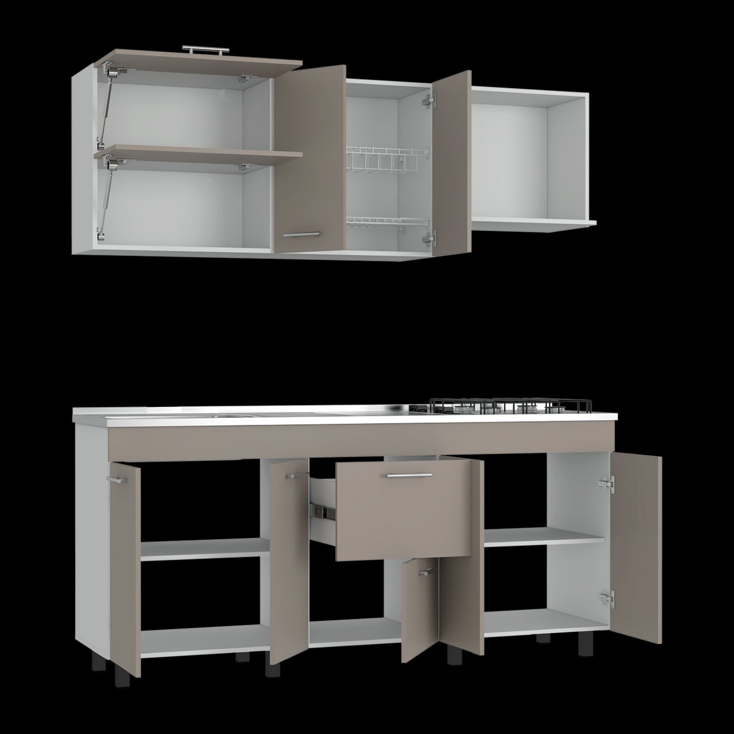 Cocina 180 Sakai Rta Taupe + Blanco