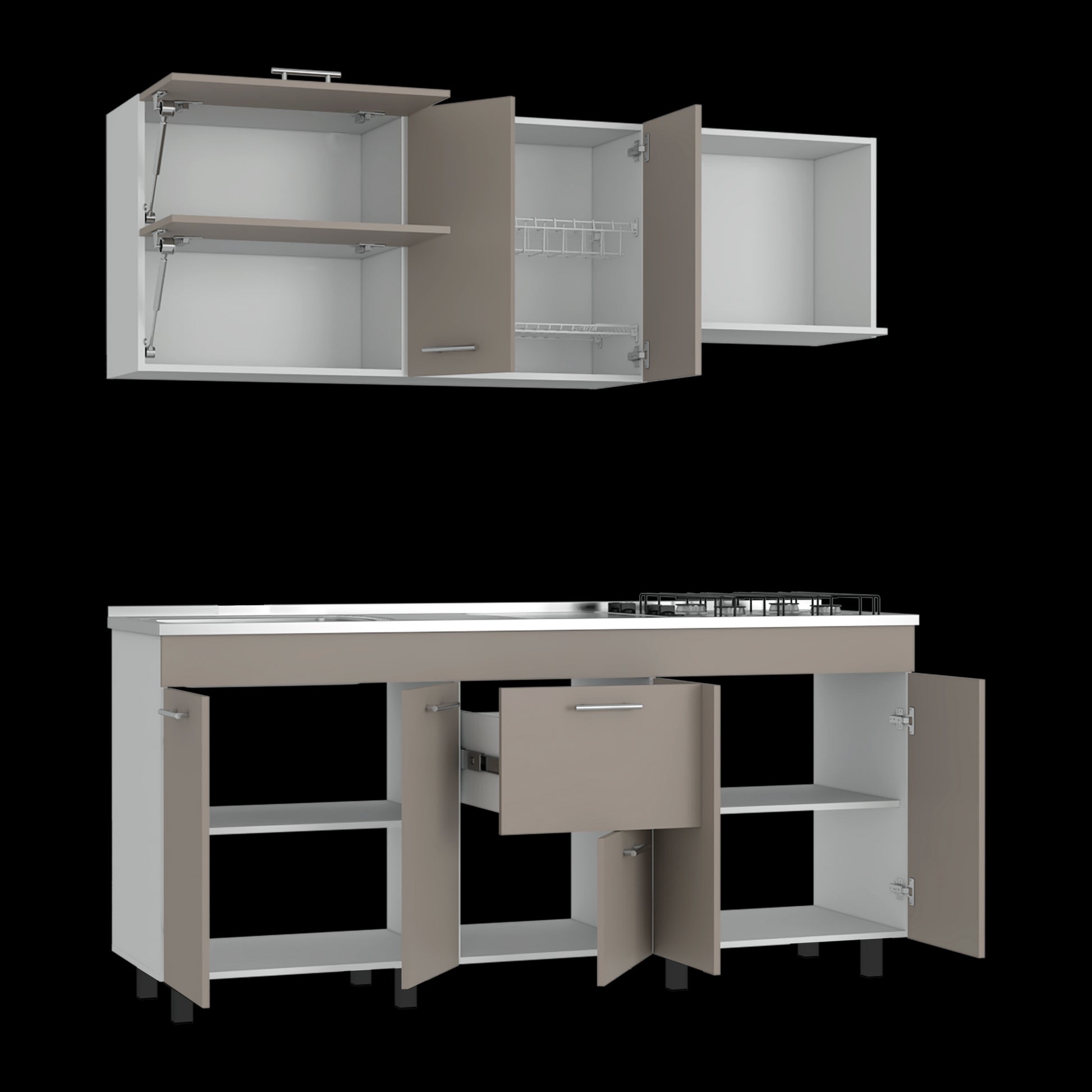 Cocina 180 Sakai Rta Taupe + Blanco