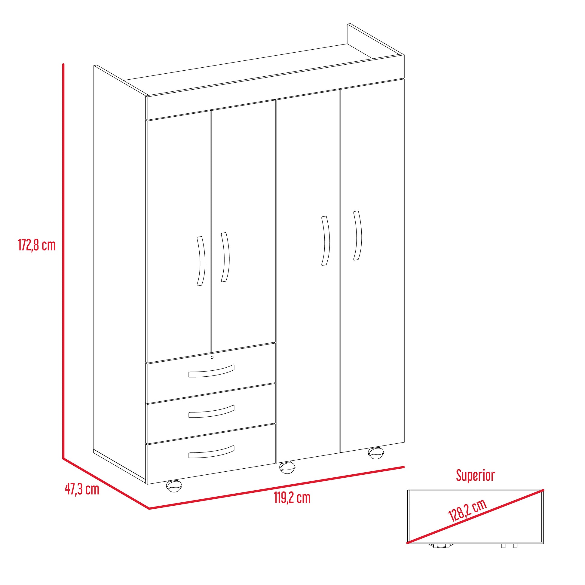 Closet Denver 172 X 120 X 47 Rta Wengue
