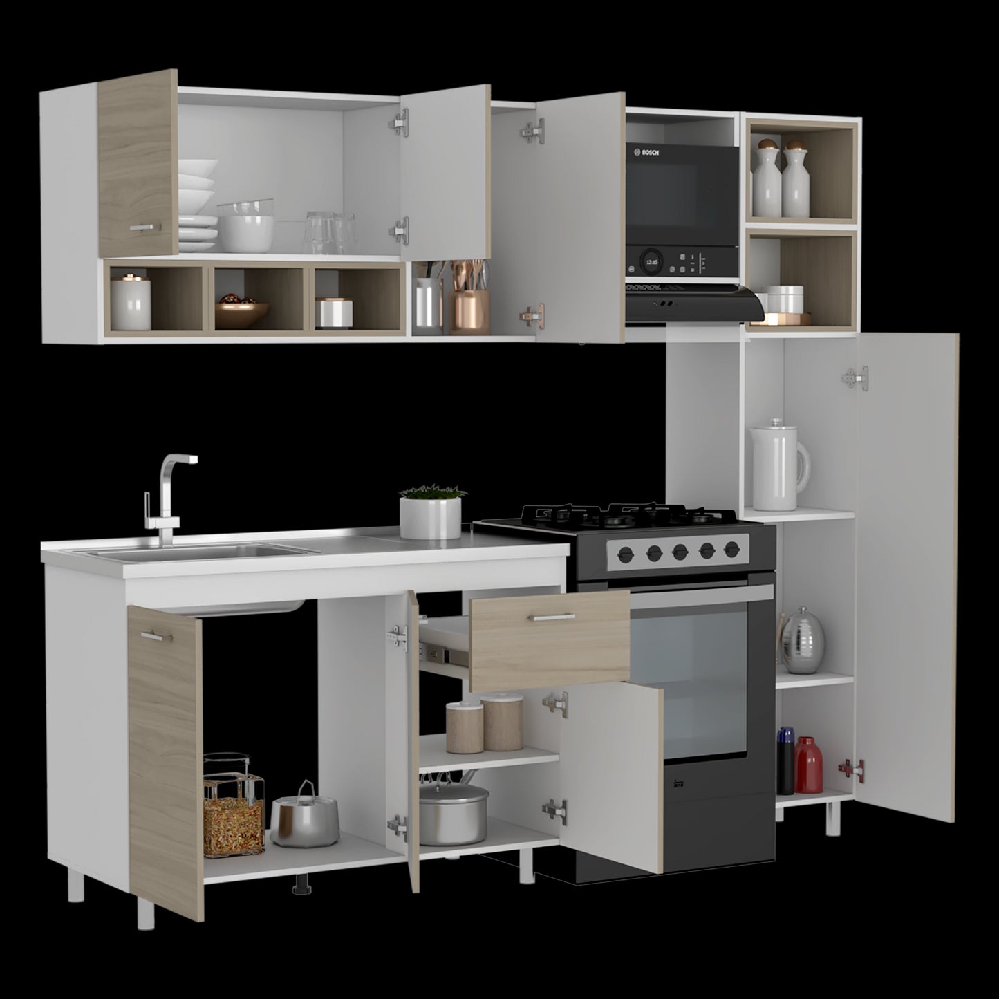 Cocina Completa 220 Lisz Rta Nacar + Blanco